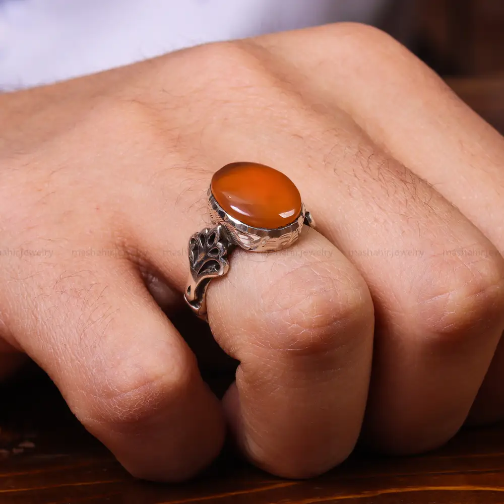 انگشتر عقیق یمن مردانه کد 18023