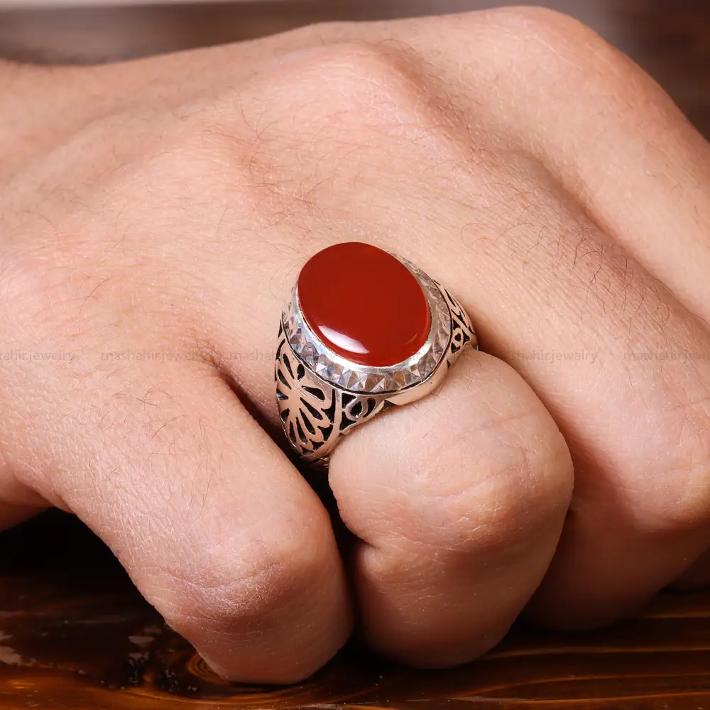 انگشتر عقیق یمن مردانه کد 18046