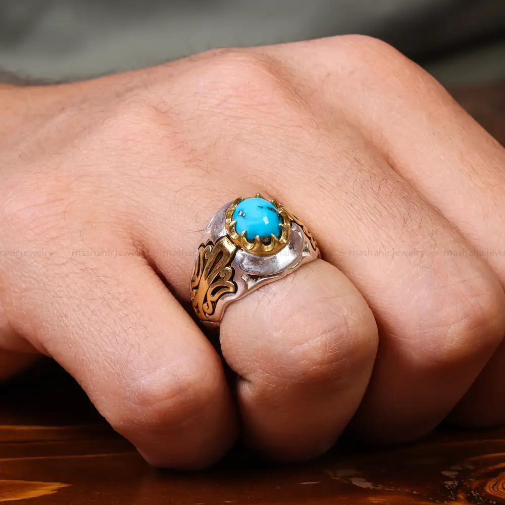 انگشتر فیروزه شجری مردانه کد 18381