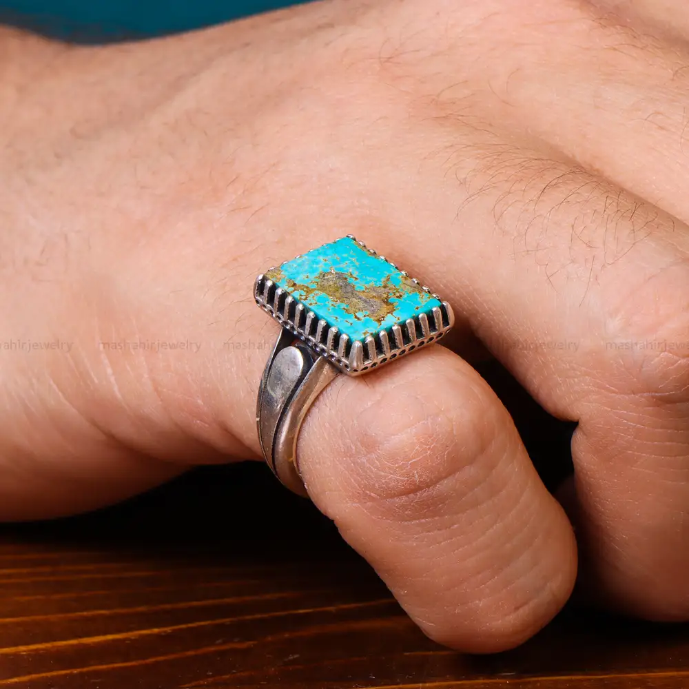 انگشتر فیروزه شجری مردانه کد 18446