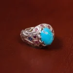 انگشتر فیروزه عجمی مردانه کد 18625