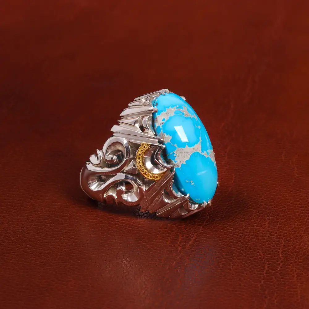 انگشتر فیروزه شجری مردانه کد 18730