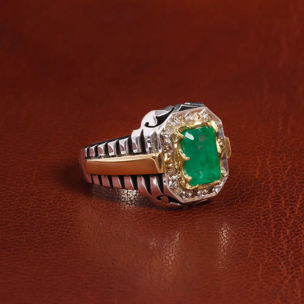 انگشتر زمرد مردانه کد 18770