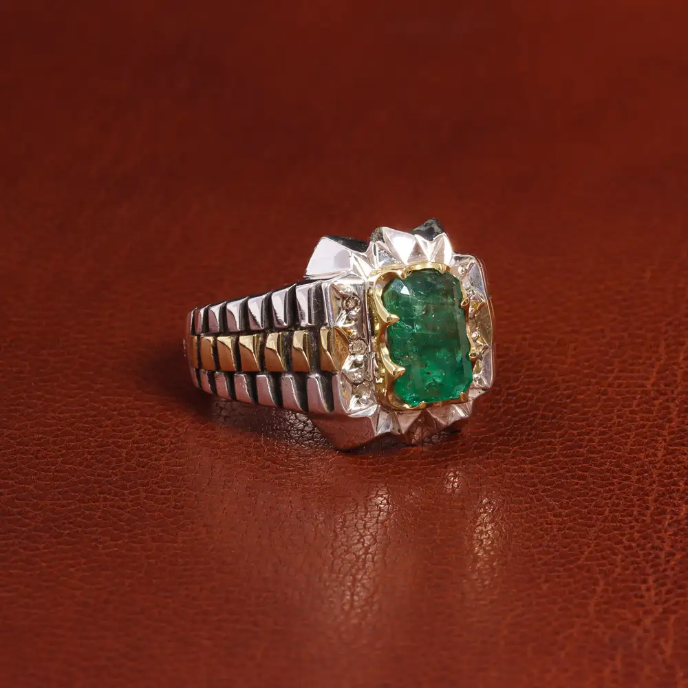 انگشتر زمرد مردانه کد 18774