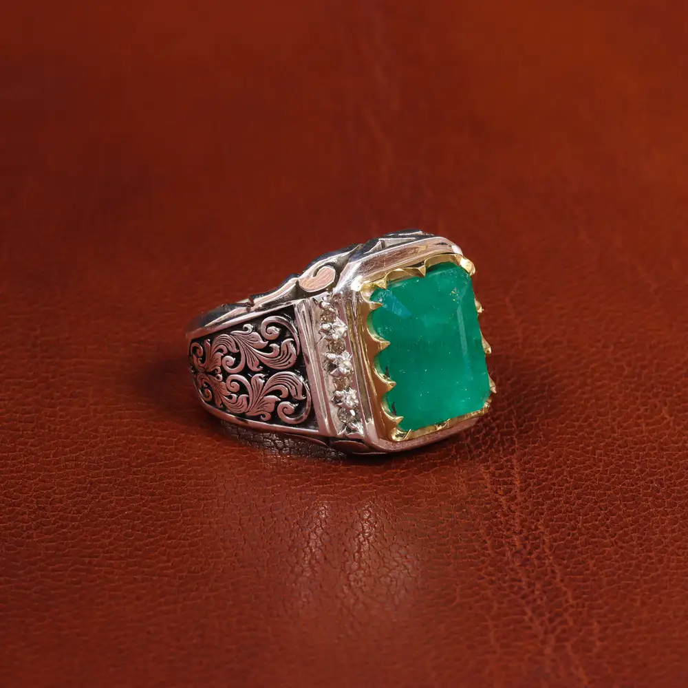 انگشتر زمرد مردانه کد 18788