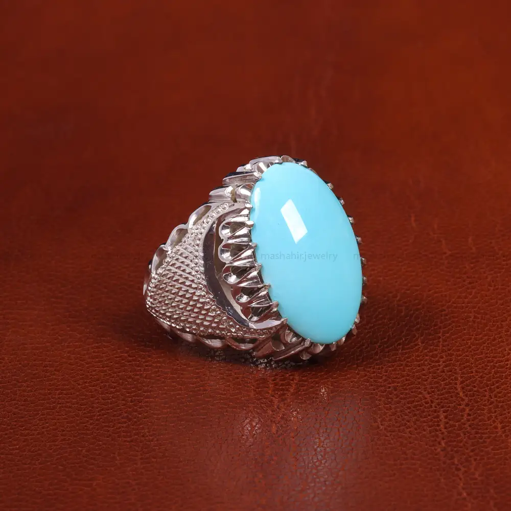 انگشتر فیروزه عجمی مردانه کد 18844