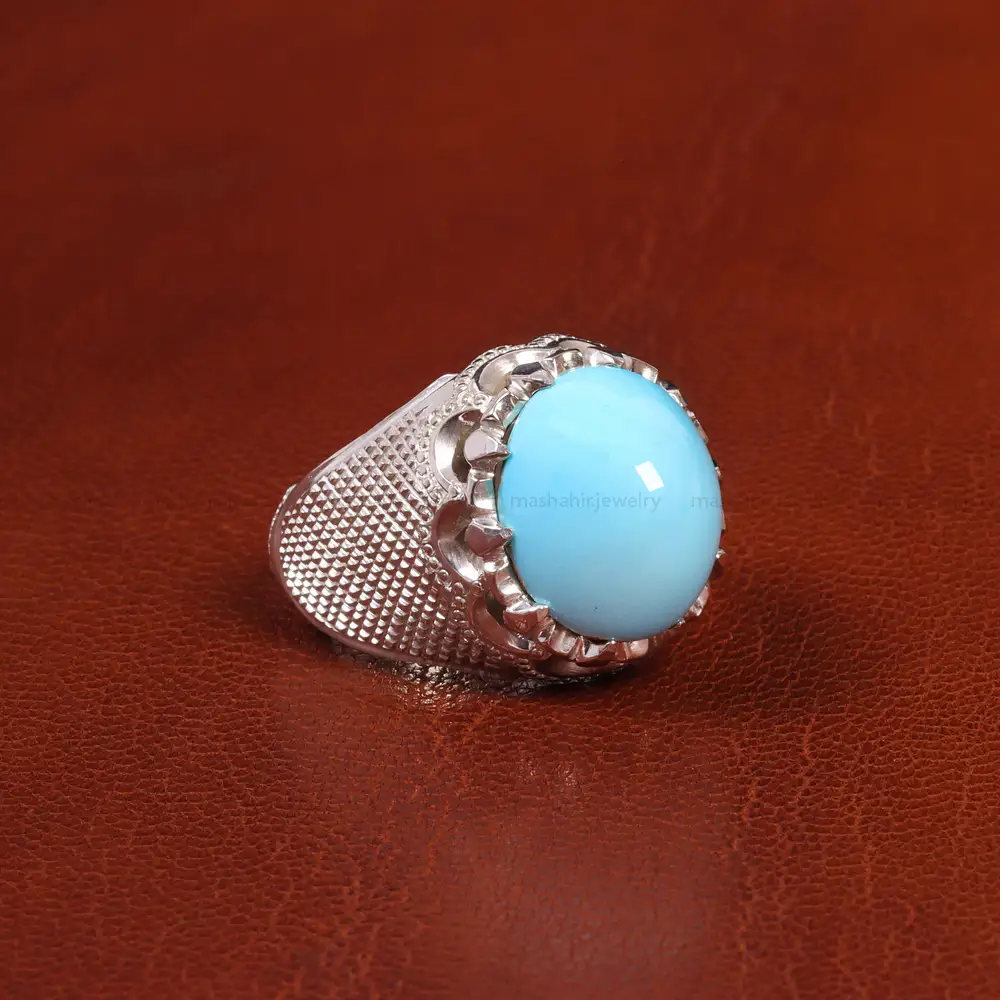 انگشتر فیروزه عجمی مردانه کد 18849