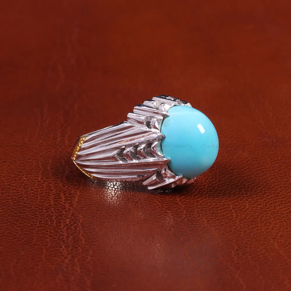 انگشتر فیروزه عجمی مردانه کد 18851