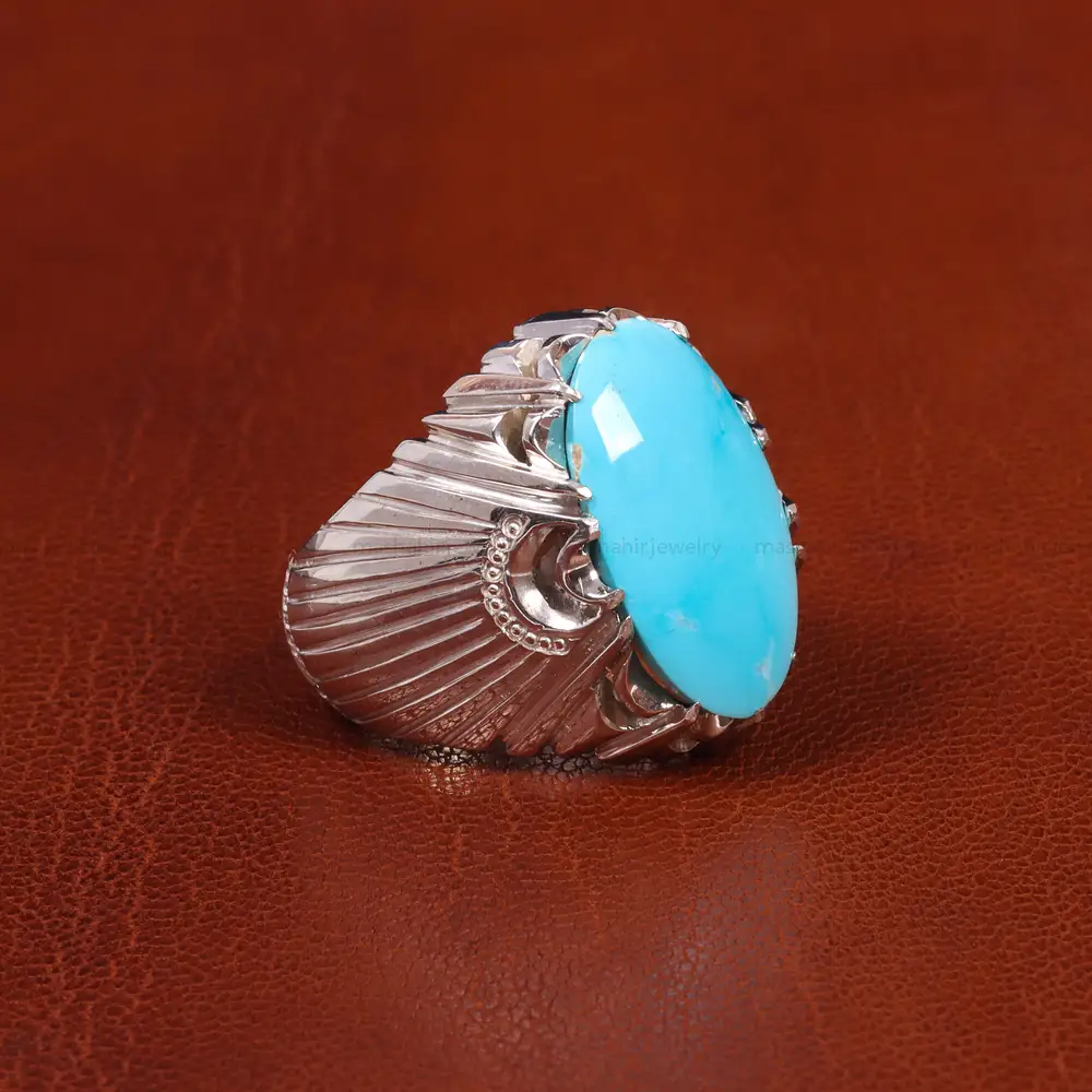 انگشتر فیروزه عجمی مردانه کد 18854