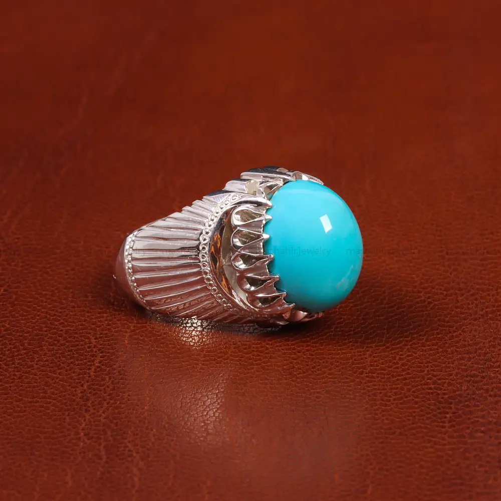 انگشتر فیروزه عجمی مردانه کد 18855