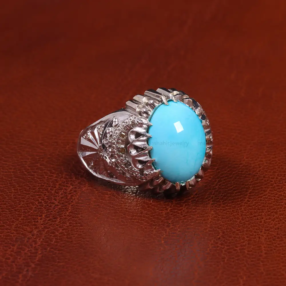 انگشتر فیروزه عجمی مردانه کد 18859