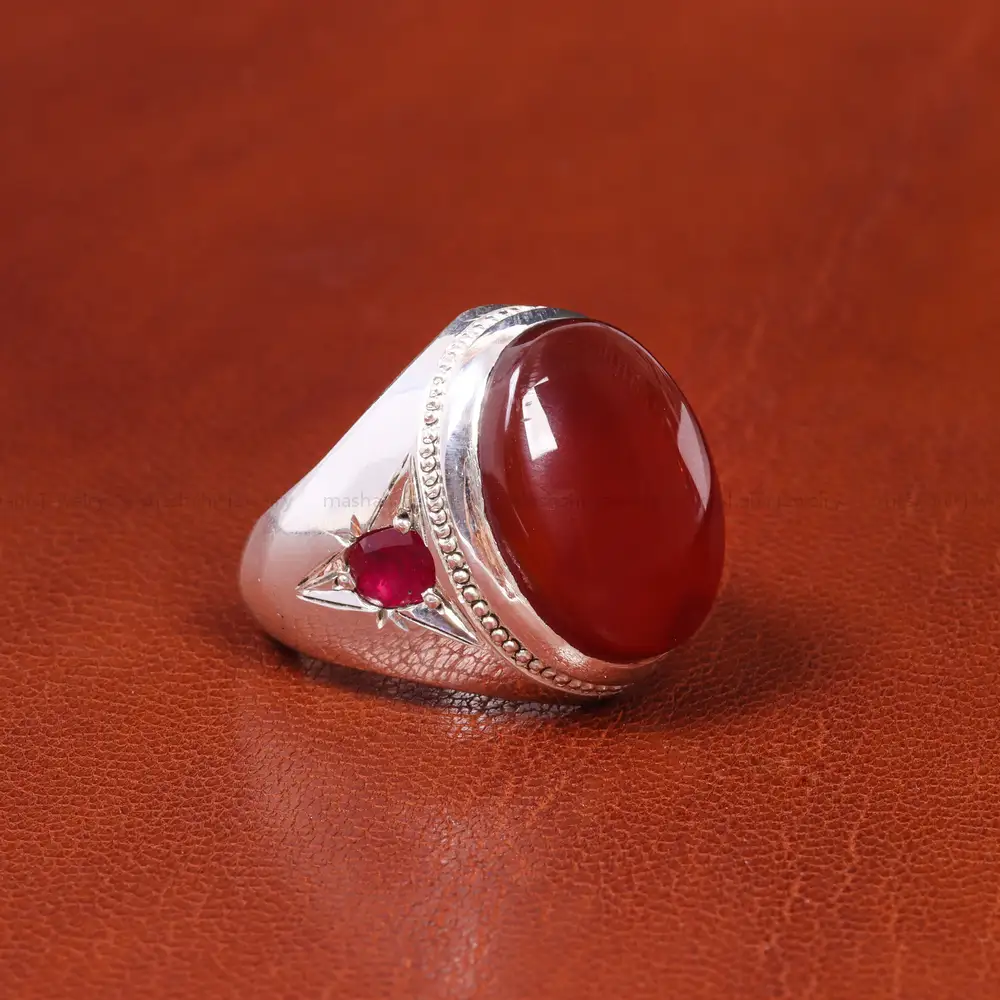 انگشتر عقیق مردانه کد 18875