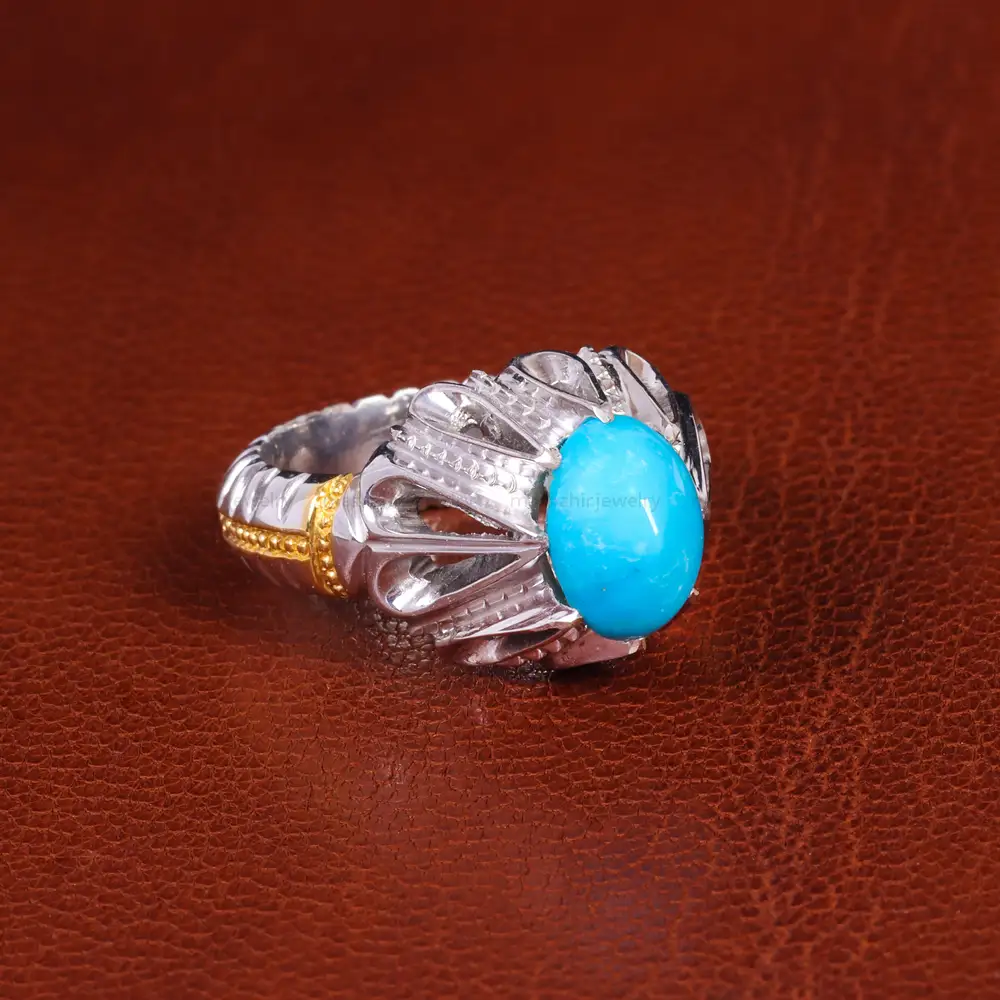 انگشتر فیروزه عجمی مردانه کد 18880