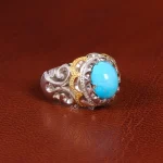 انگشتر فیروزه عجمی مردانه کد 18891