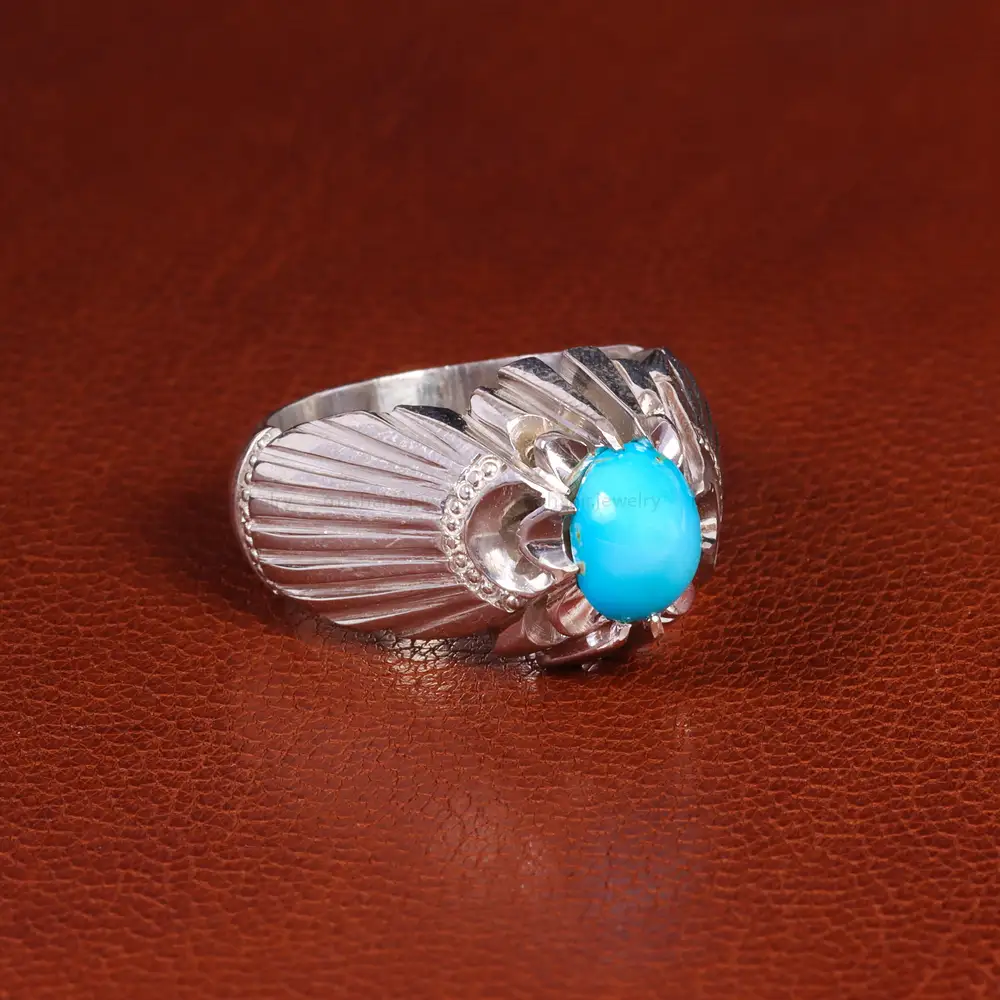 انگشتر فیروزه عجمی مردانه کد 18902