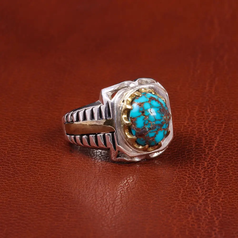 انگشتر فیروزه شجری مردانه کد 18935