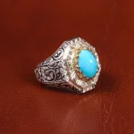 انگشتر فیروزه عجمی مردانه کد 19302