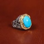 انگشتر فیروزه عجمی مردانه کد 19304
