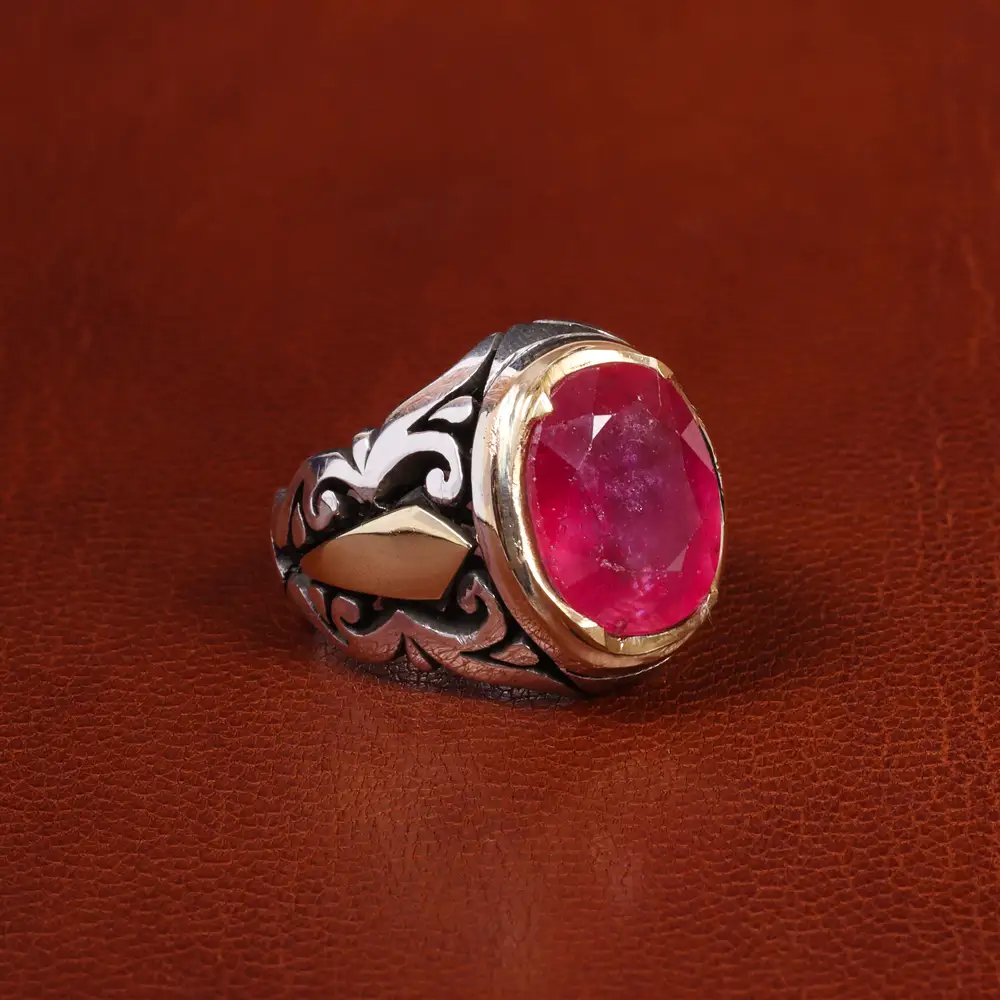 انگشتر یاقوت سرخ مردانه کد 19313