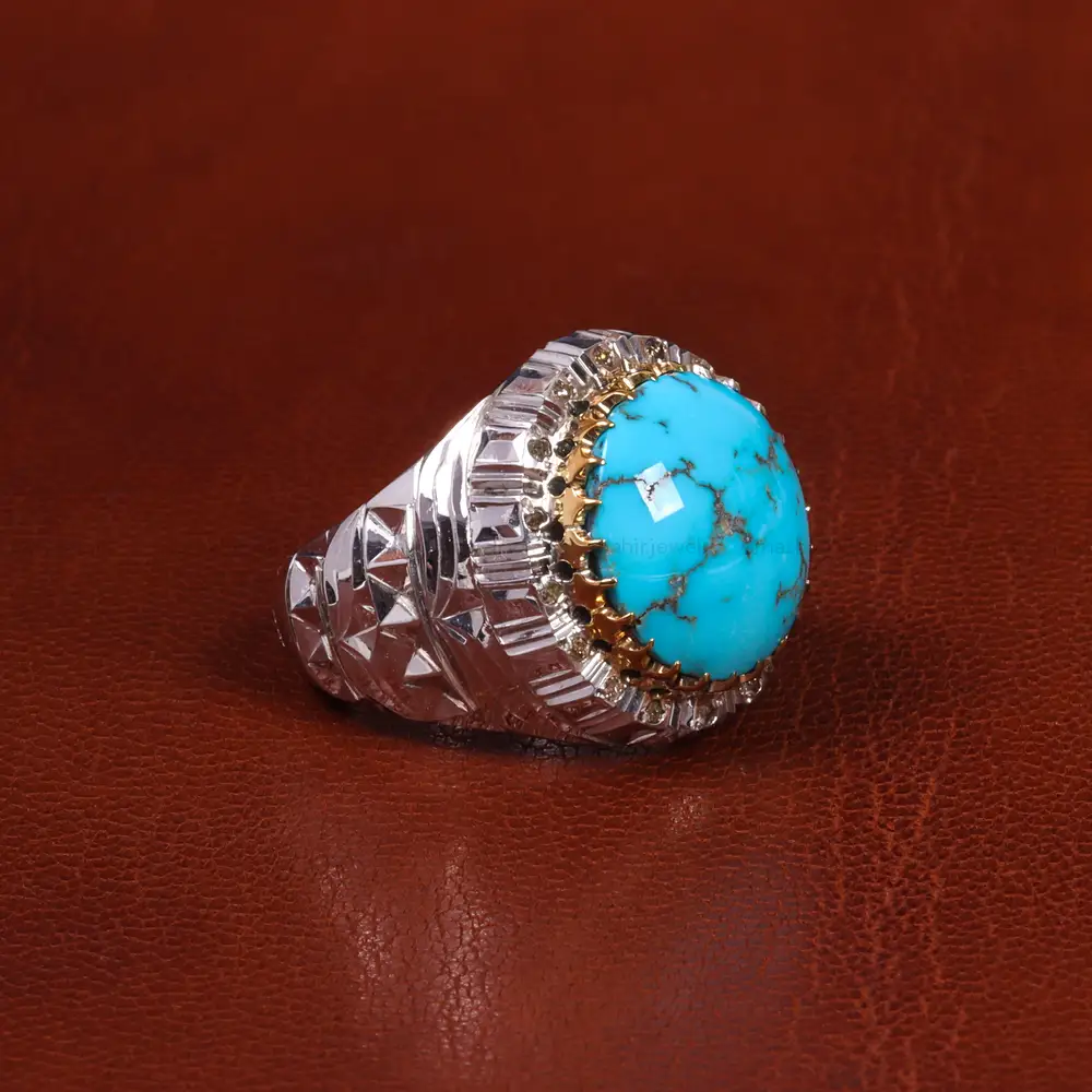 انگشتر فیروزه شجری مردانه کد 19318