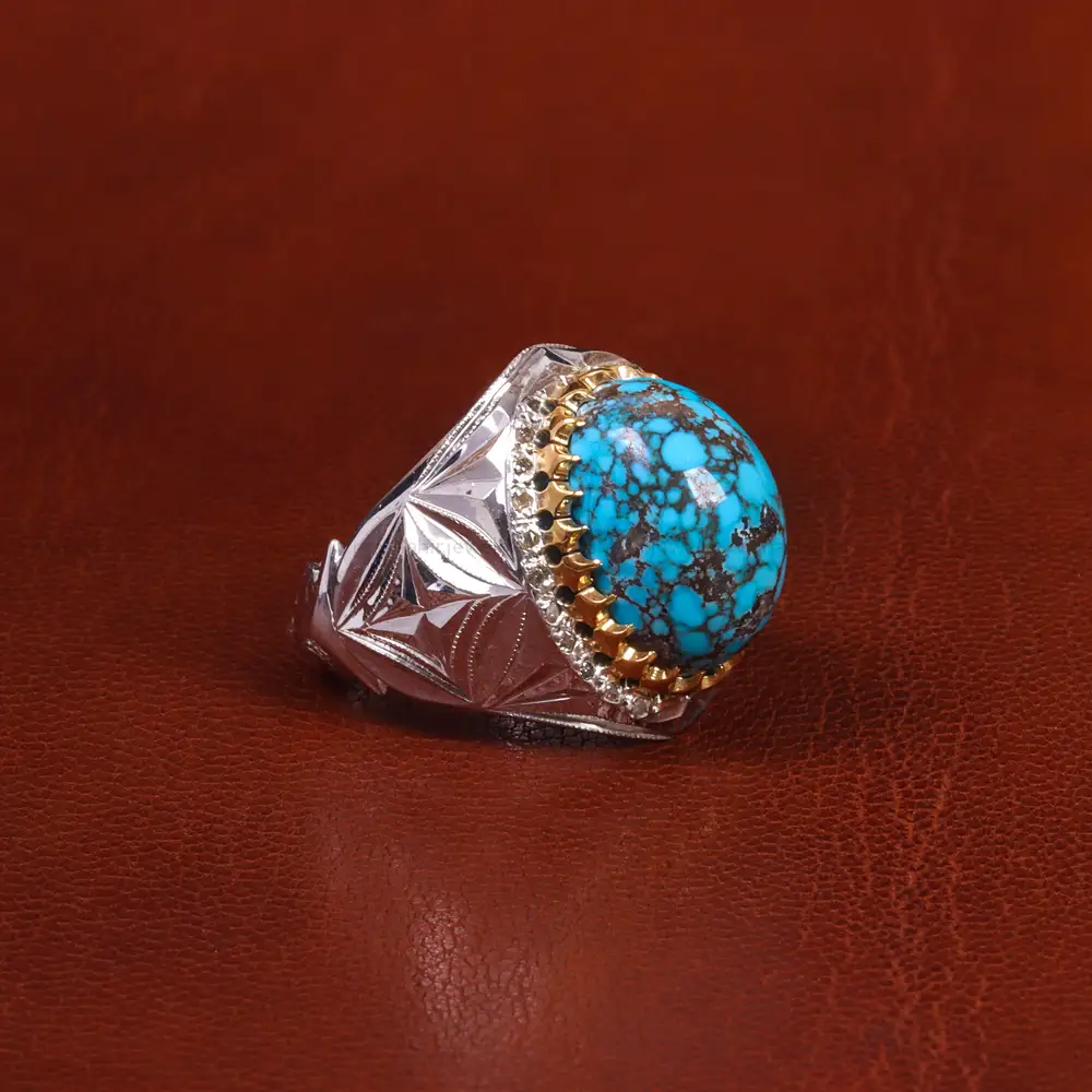 انگشتر فیروزه شجری مردانه کد 19319