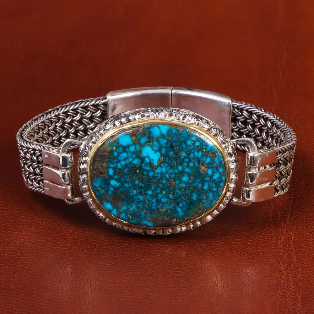 دستبند فیروزه مردانه کد 19327