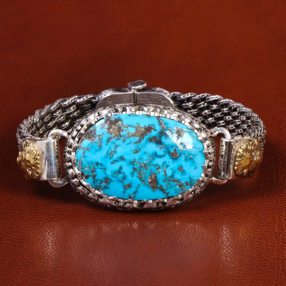 دستبند فیروزه مردانه کد 19329