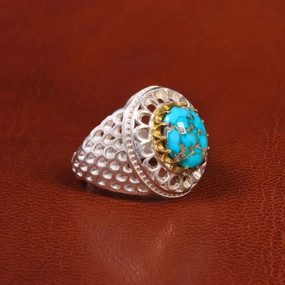 انگشتر فیروزه شجری مردانه کد 19340