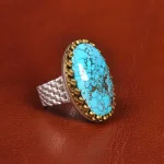 انگشتر فیروزه شجری مردانه کد 19344