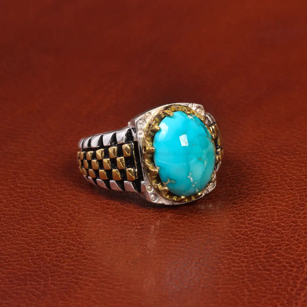 انگشتر فیروزه شجری مردانه کد 19348