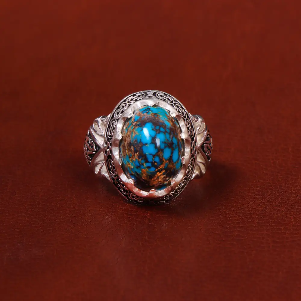 انگشتر فیروزه شجری مردانه کد 18594