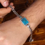 دستبند فیروزه مردانه کد 18703