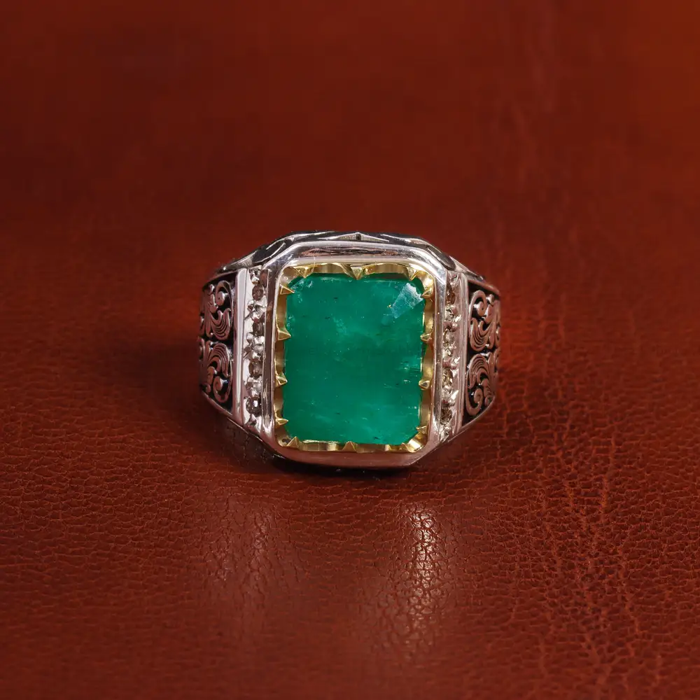 انگشتر زمرد مردانه کد 18788