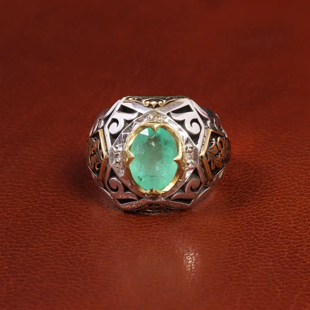 انگشتر زمرد مردانه کد 18801