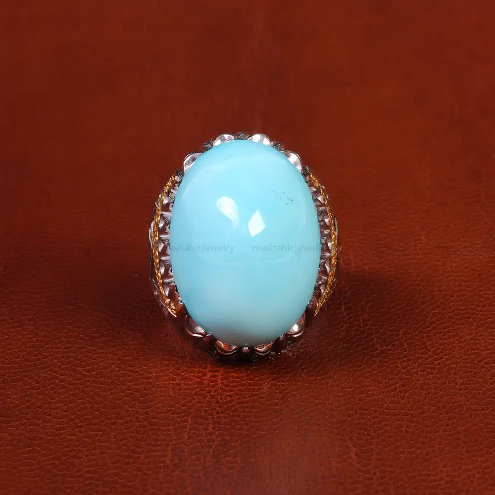 انگشتر فیروزه عجمی مردانه کد 18835