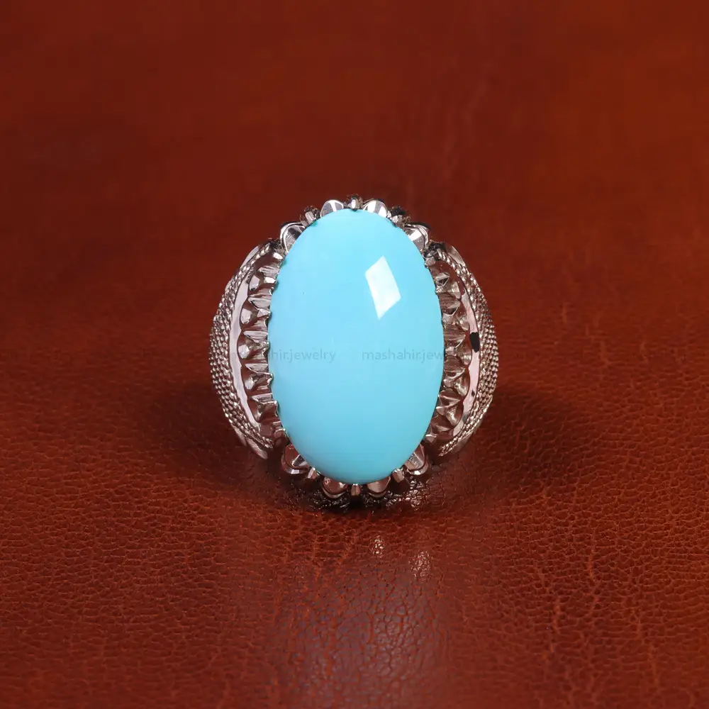 انگشتر فیروزه عجمی مردانه کد 18844