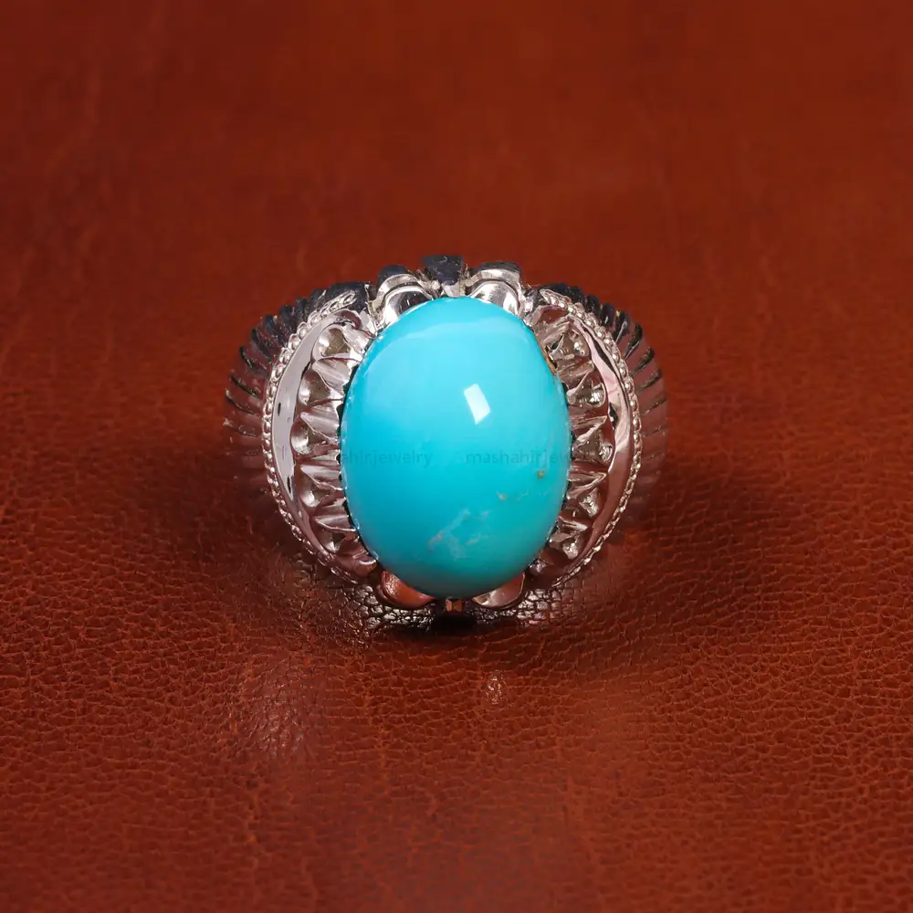 انگشتر فیروزه عجمی مردانه کد 18855