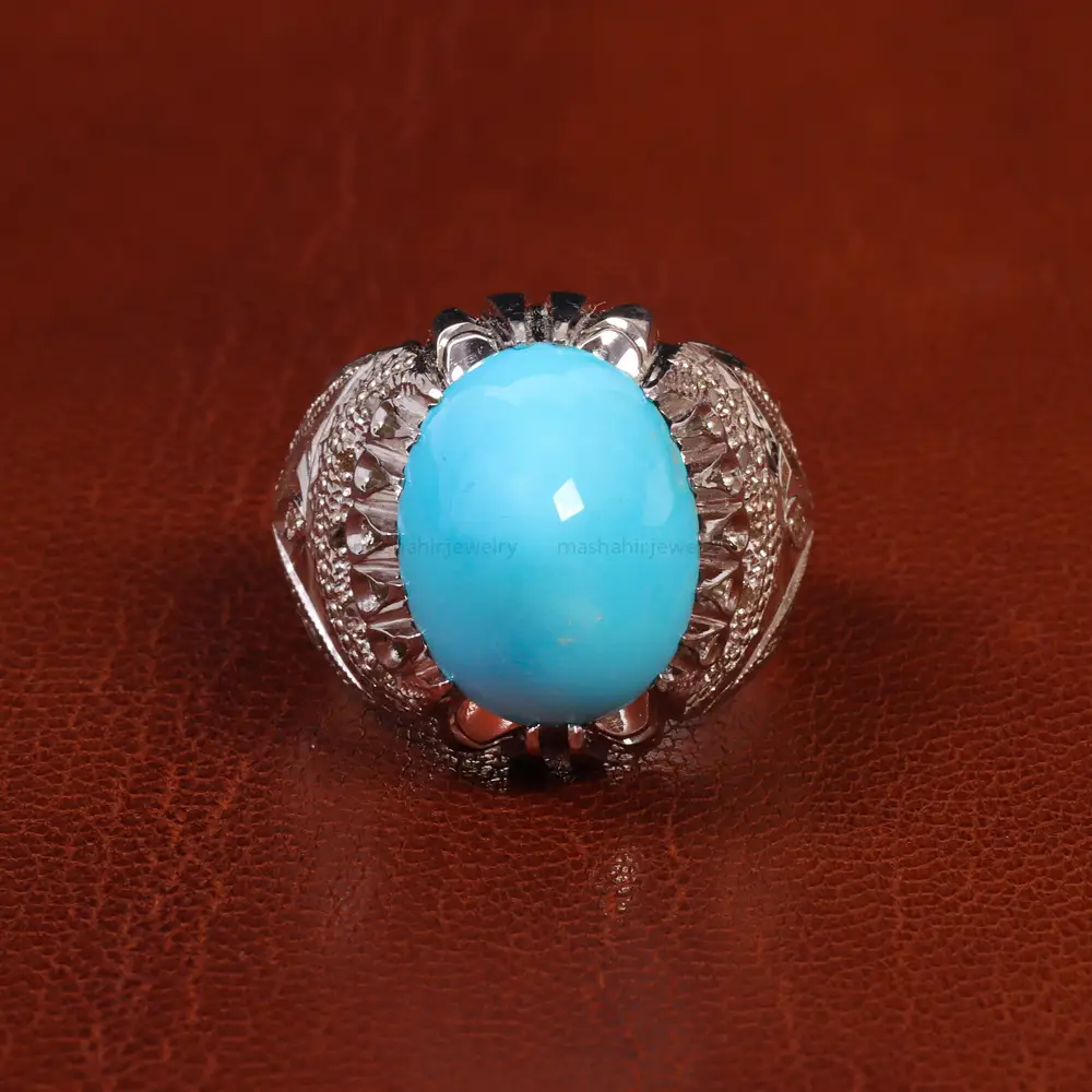 انگشتر فیروزه عجمی مردانه کد 18856
