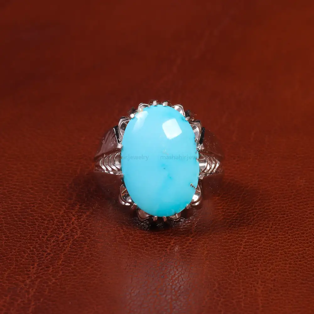 انگشتر فیروزه عجمی مردانه کد 18857