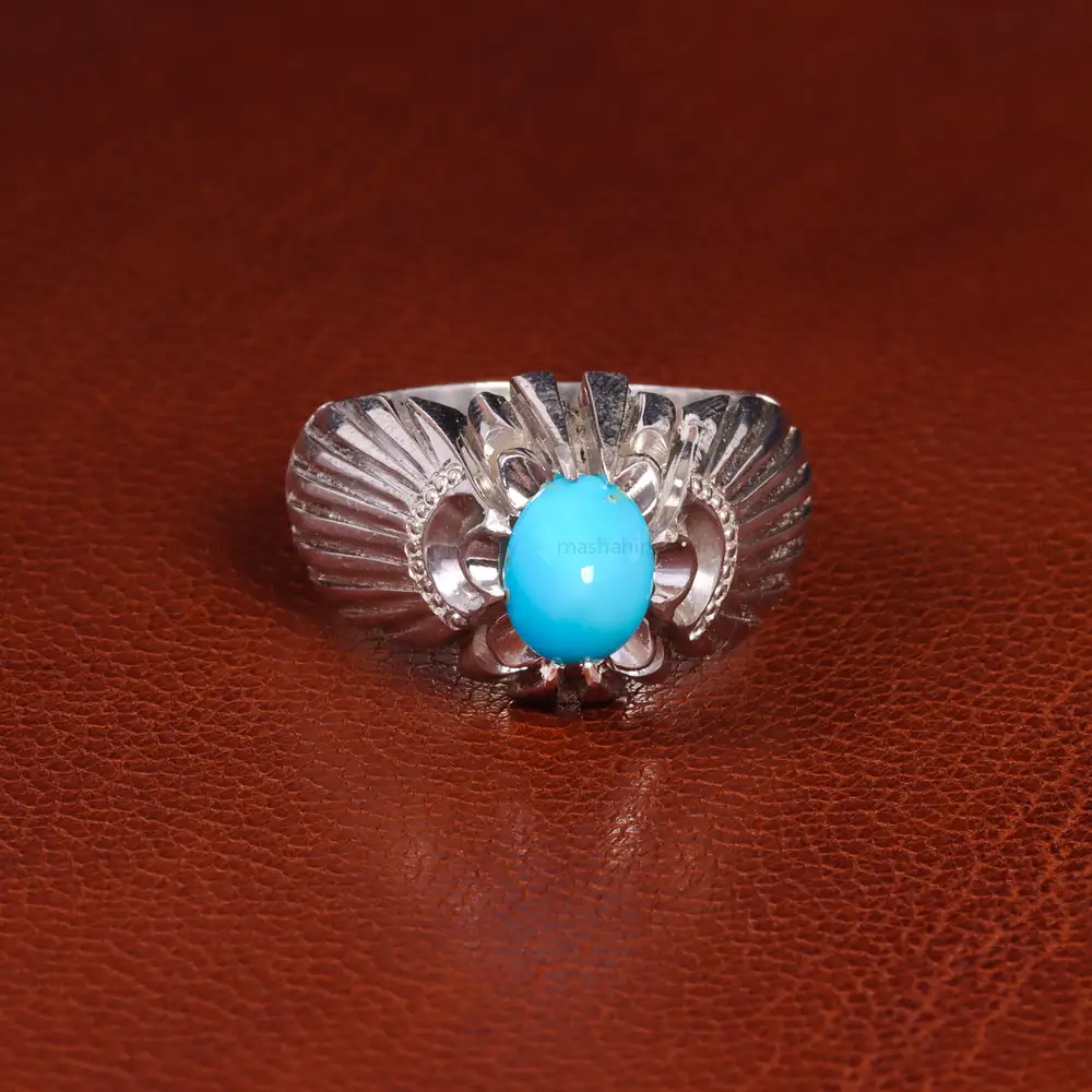انگشتر فیروزه عجمی مردانه کد 18902