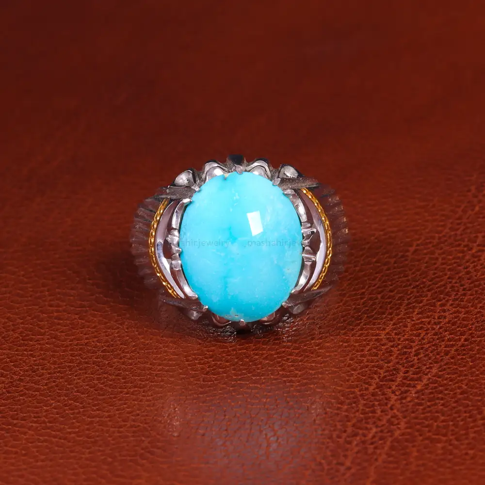 انگشتر فیروزه عجمی مردانه کد 18905