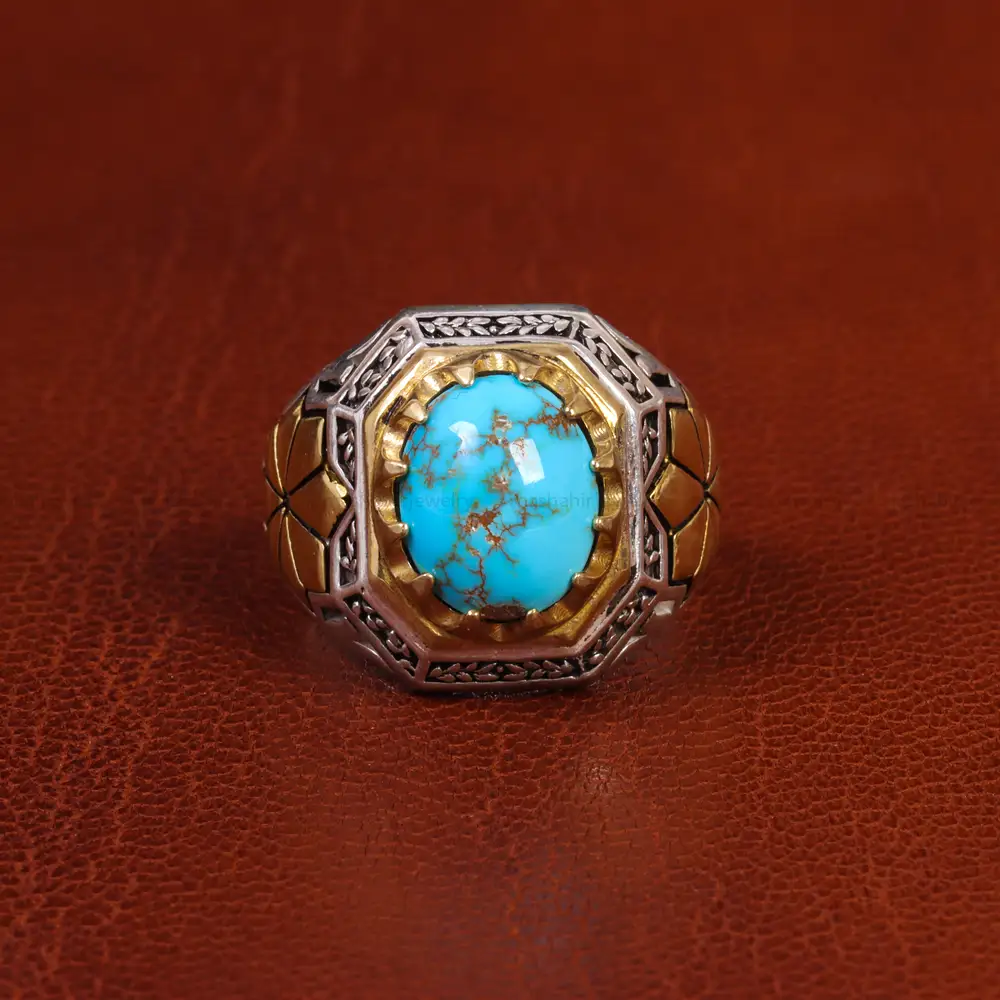 انگشتر فیروزه شجری مردانه کد 18978
