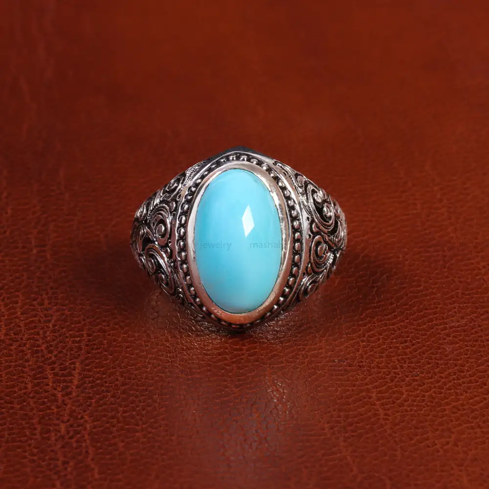 انگشتر فیروزه عجمی مردانه کد 18994