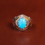 انگشتر فیروزه عجمی مردانه کد 19258