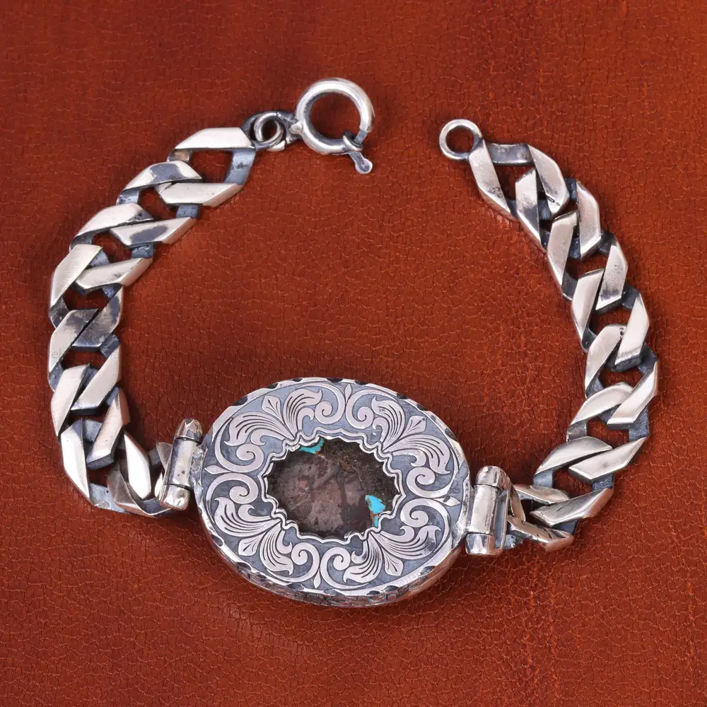 دستبند فیروزه مردانه کد 19261