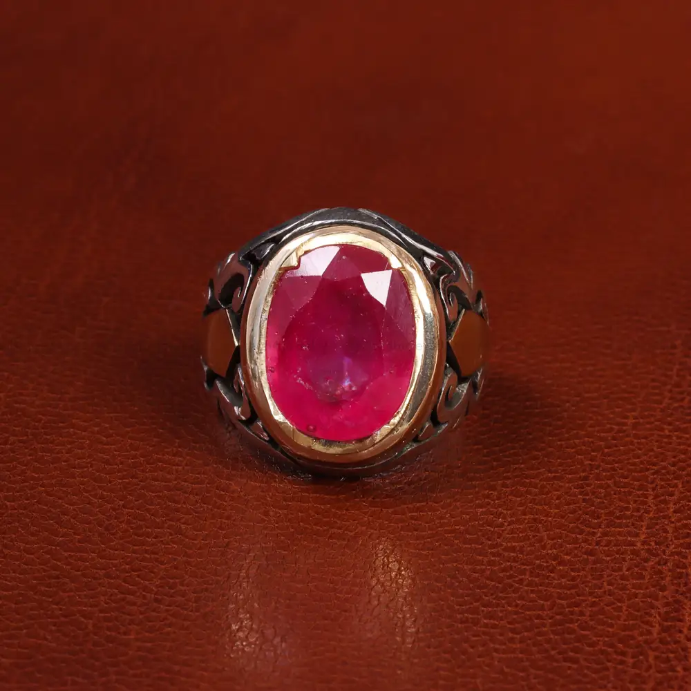 انگشتر یاقوت سرخ مردانه کد 19313