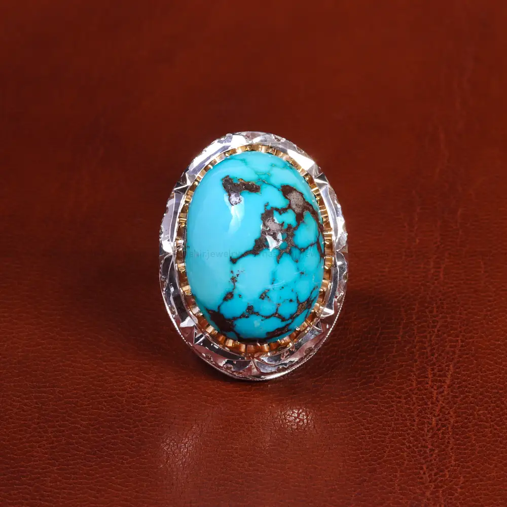 انگشتر فیروزه شجری مردانه کد 19317