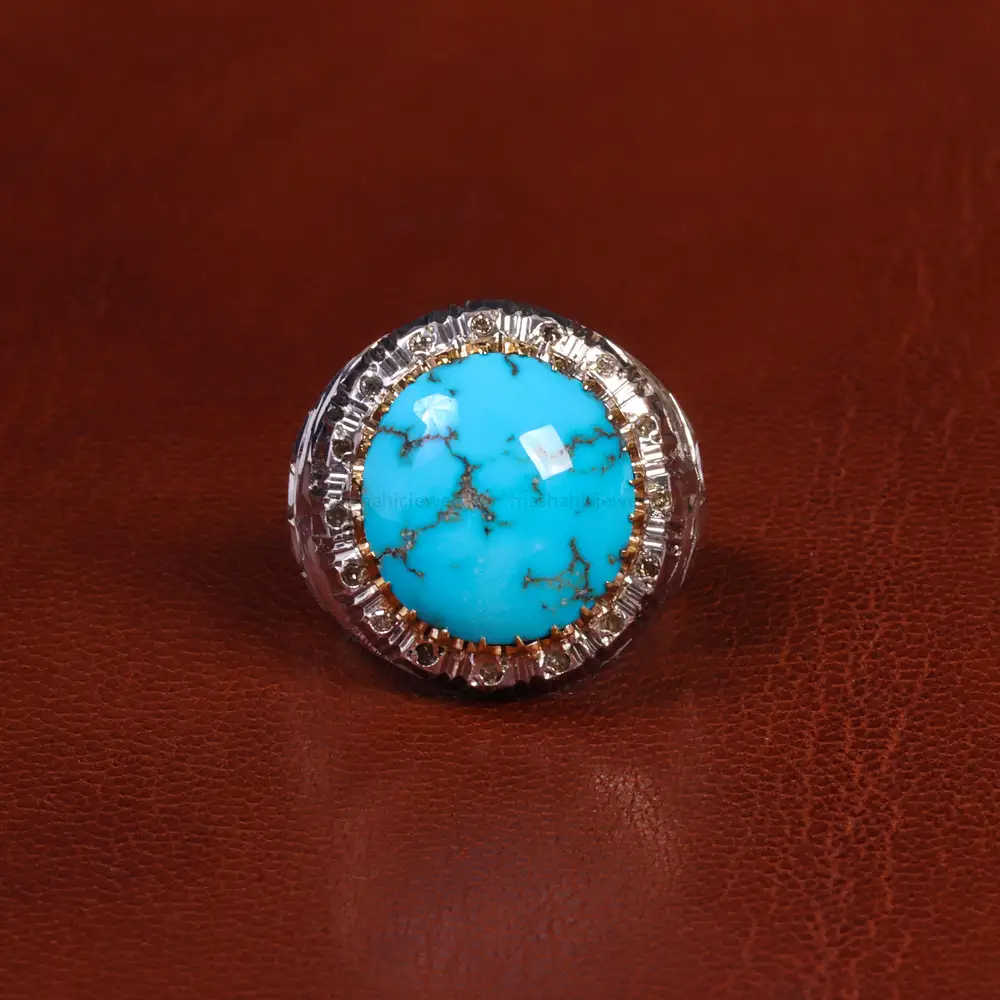 انگشتر فیروزه شجری مردانه کد 19318