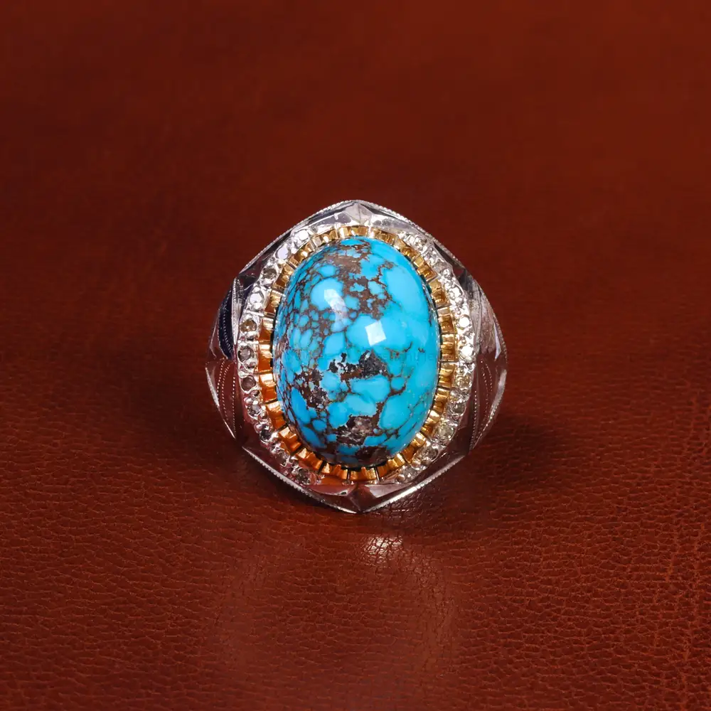 انگشتر فیروزه شجری مردانه کد 19319