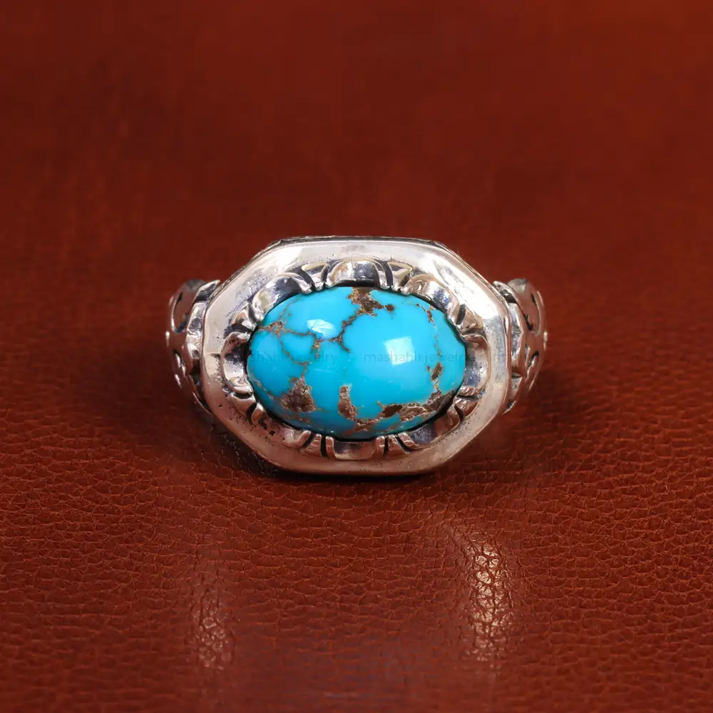 انگشتر فیروزه شجری مردانه کد 19334